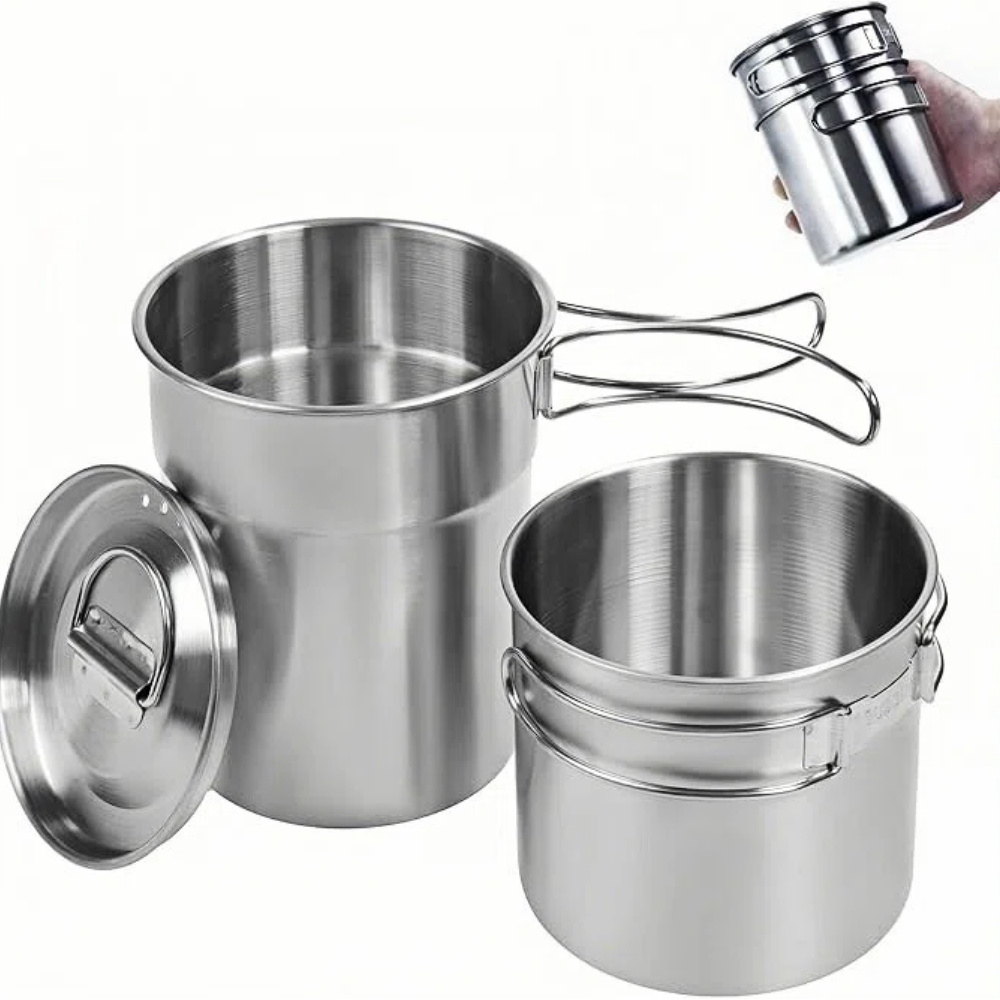 Camping Cooking Full Set - Tazze pieghevoli da campeggio, pentole da