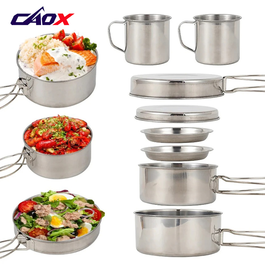 Camping Cooking Set Large - CAOX Set da 8 Pezzi per