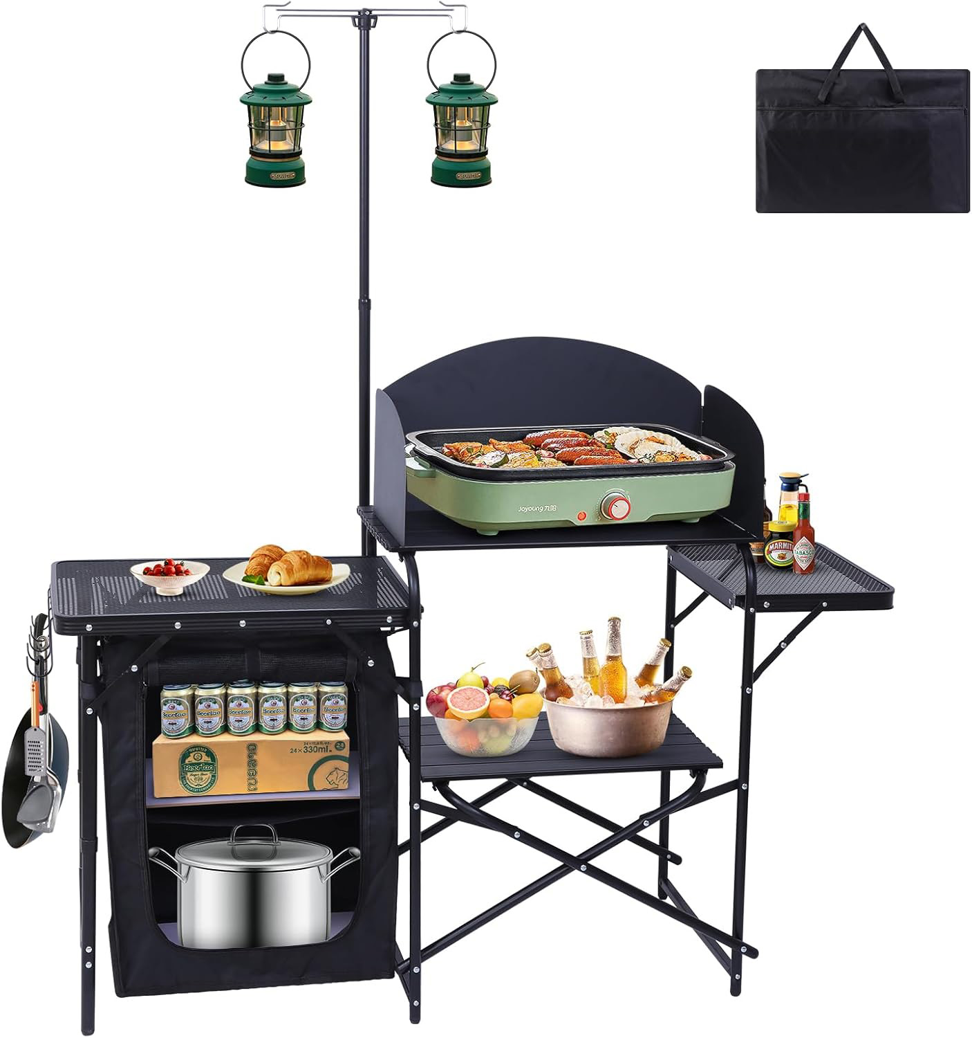 Camping Cooking Table With Windshield - Stazione da Cucina da Campeggio, Tavolo