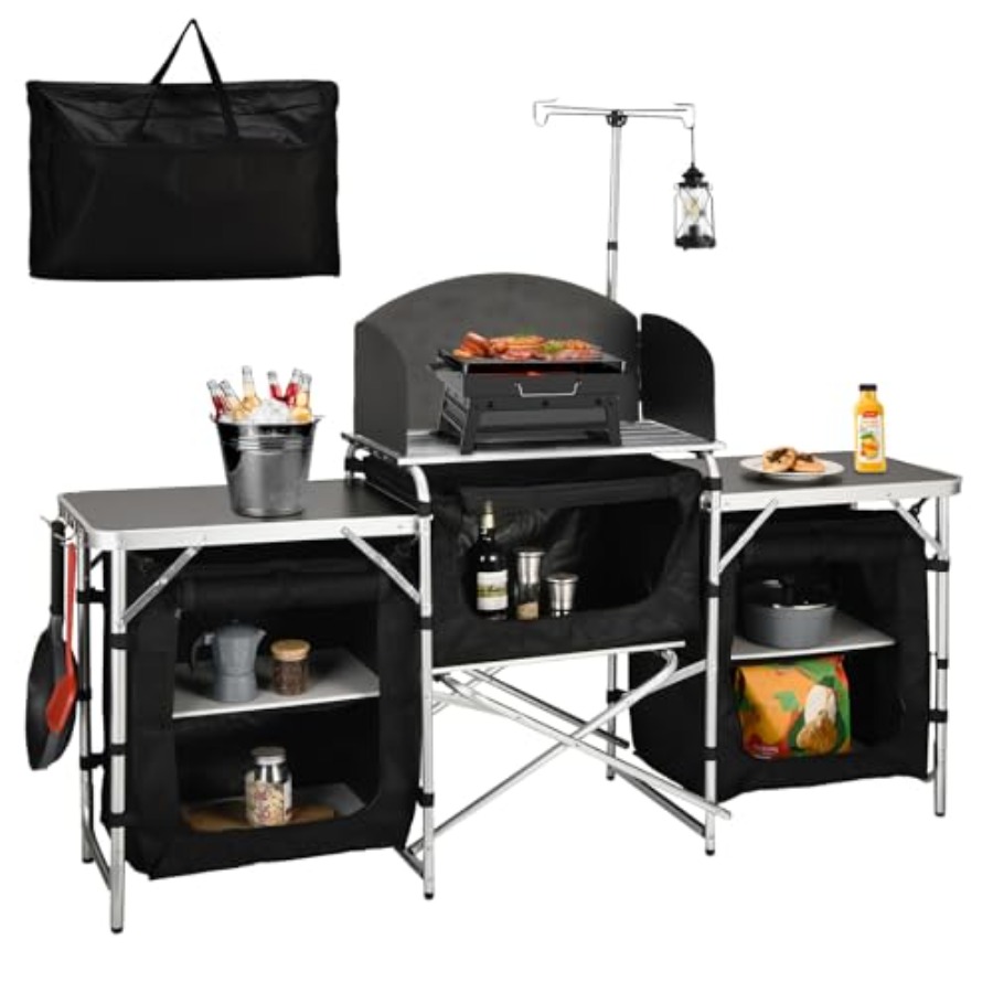 Camping Cooking Table With Windshield - Tavolo da Cucina da Campeggio, Stazione