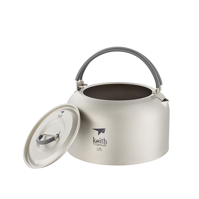 Camping Cooking Mug - Bollitore Keith Titanium 1L, posate batteriostatiche,