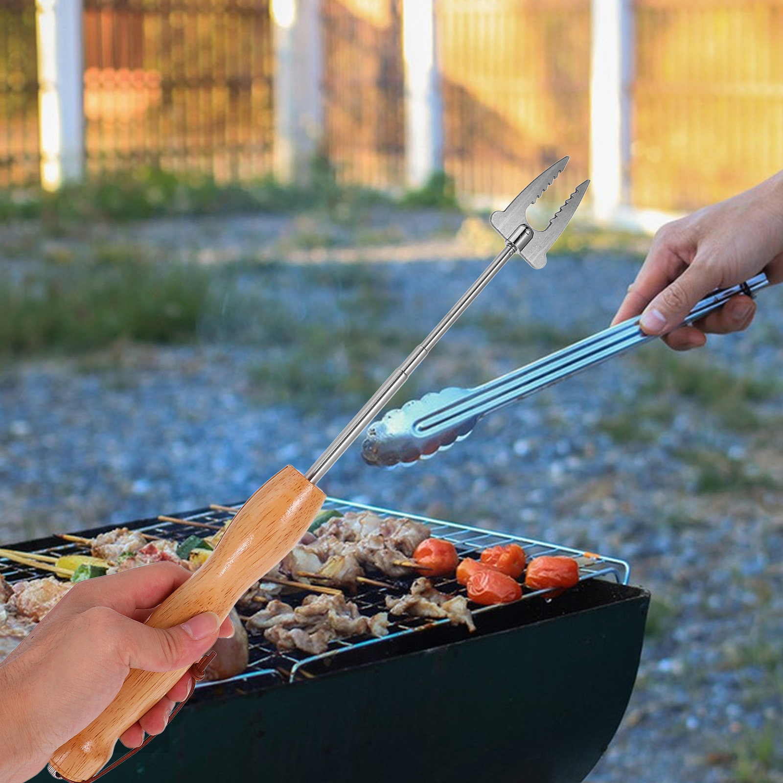 Camping Cooking Fire - Forchette Telescopiche in Acciaio Inossidabile per