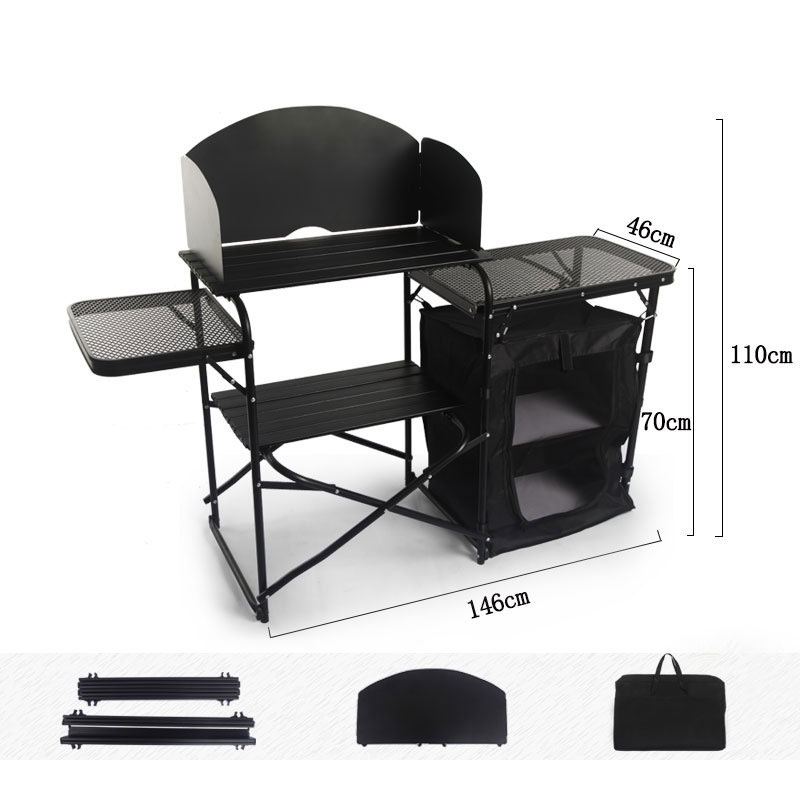 Camping Cooking Table With Windshield - Tavolo da Cucina Pieghevole Portatile per
