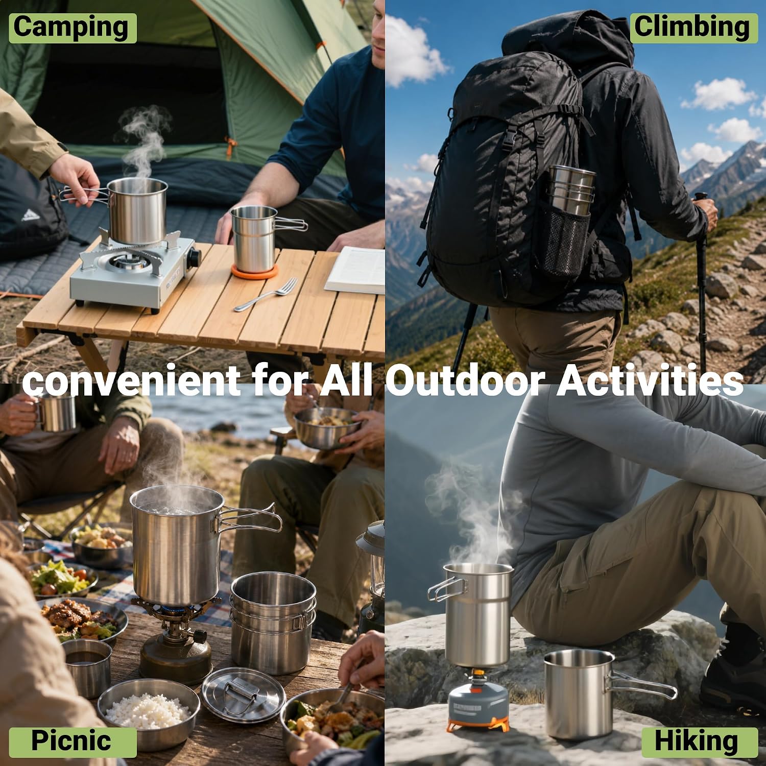 Tazze pieghevoli da campeggio, - Camping Cooking Full Set recensione e prezzo