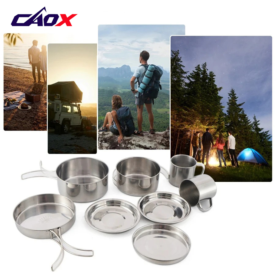 CAOX Set da 8 Pezzi per Campeg - Camping Cooking Set Large recensione e prezzo