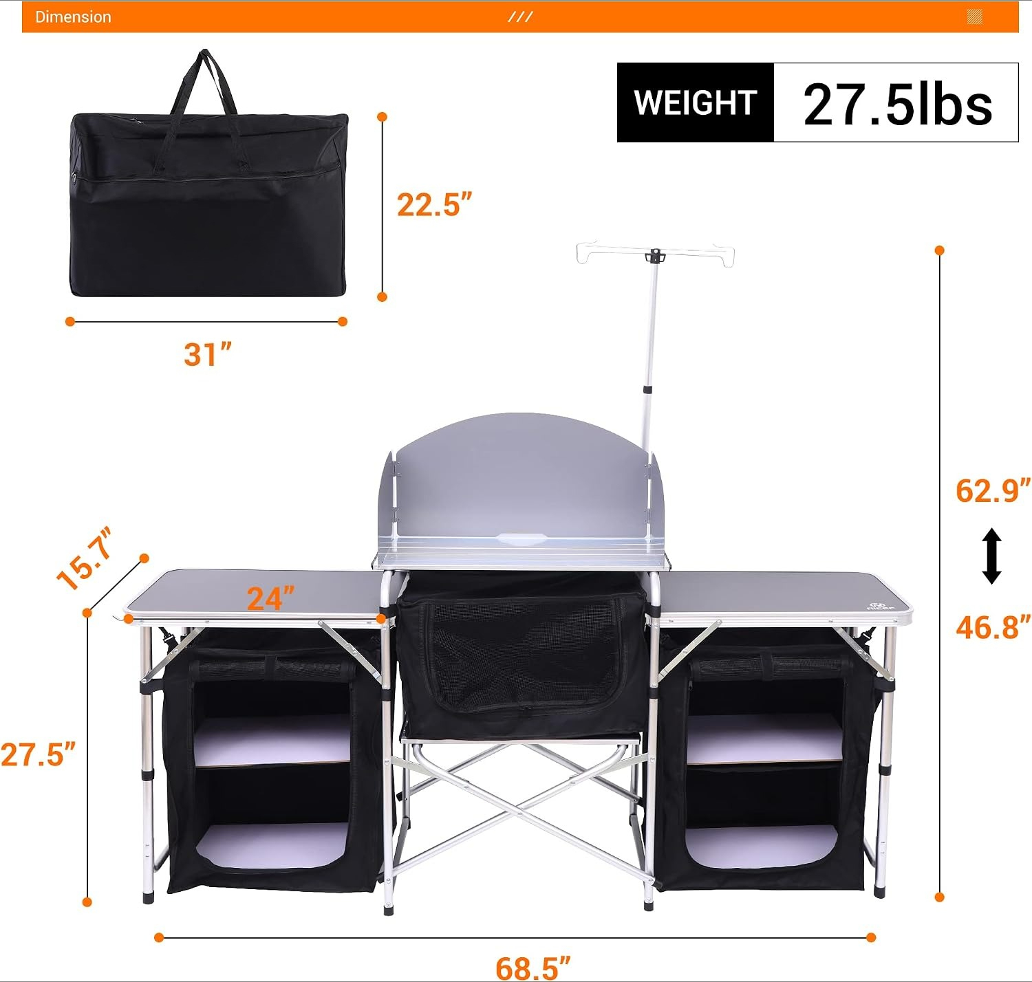 Tavolo da Cucina Pieghevole da - Camping Cooking Table With Windshield recensione e prezzo