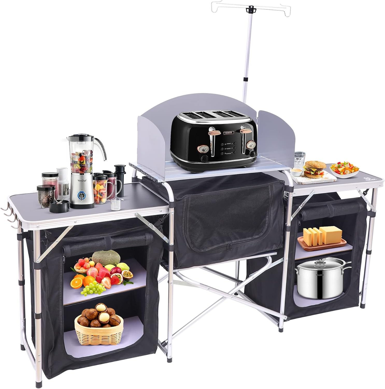 Tavolo da Cucina Pieghevole da - Camping Cooking Table With Windshield recensione e prezzo