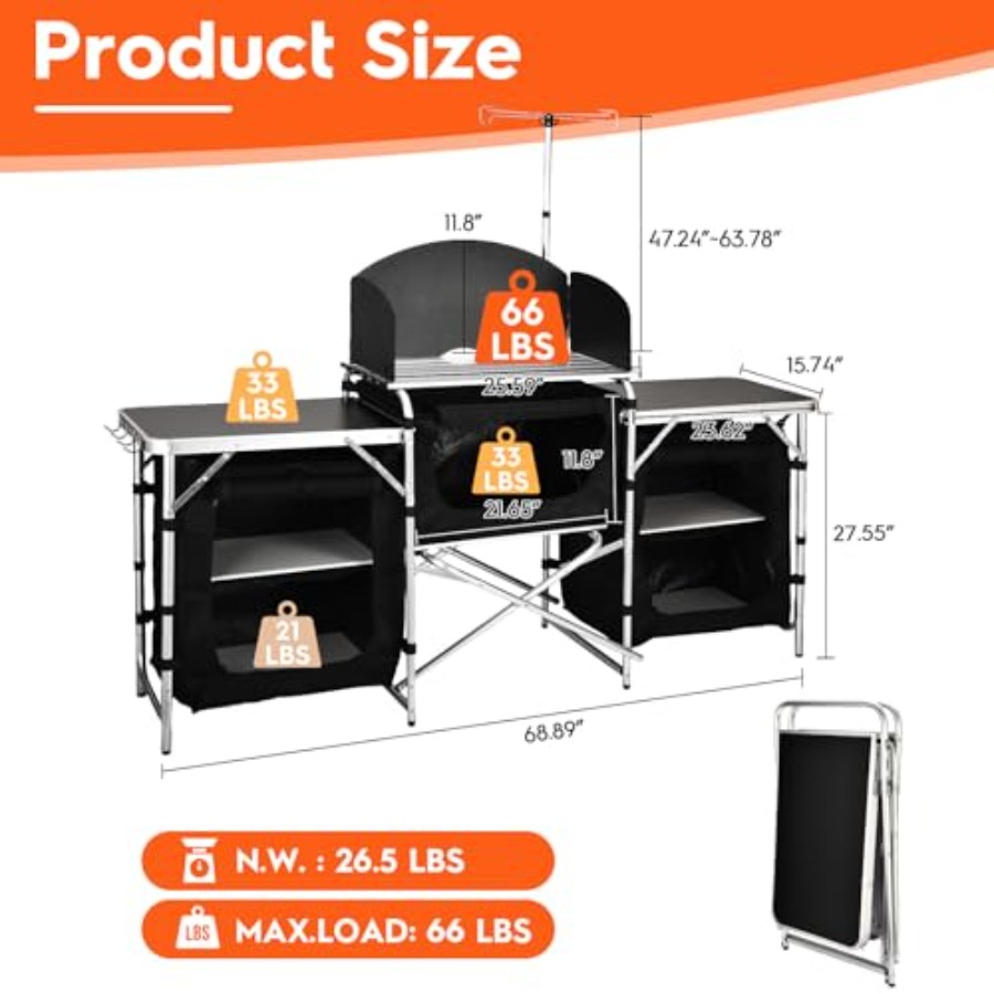 Tavolo da Cucina da Campeggio, - Camping Cooking Table With Windshield recensione e prezzo
