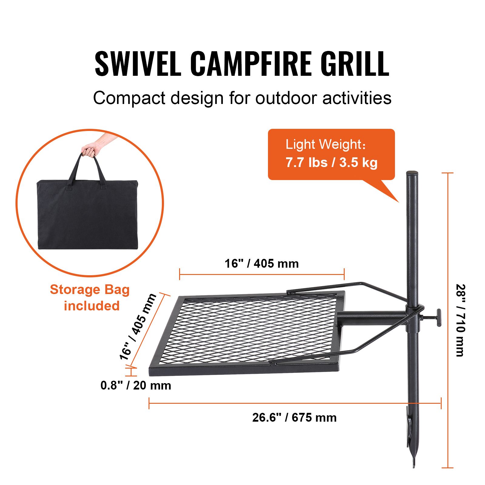 Griglia Girevole per Falò, Gri - Camping Cooking Over Fire recensione e prezzo